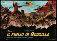 4b175 SON OF GODZILLA Italian 27x37 pbusta '67 Kaijuto no Kessen: Gojira no Musuko, monsters!