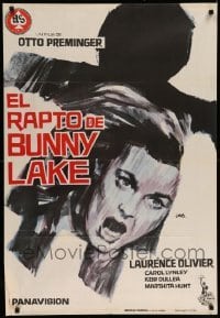 4b399 BUNNY LAKE IS MISSING Spanish '65 directed by Otto Preminger, cool Saul Bass artwork!