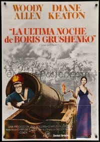 4b419 LOVE & DEATH Spanish R83 Diane Keaton about to fire Woody Allen out of a cannon!
