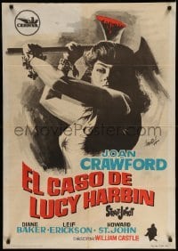4b437 STRAIT-JACKET Spanish '64 great different Hermida art of crazy ax murderer Joan Crawford!