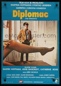 4b255 GRADUATE Yugoslavian 19x27 R87 classic image of Dustin Hoffman & Anne Bancroft's sexy leg!
