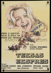 4b279 SUGARLAND EXPRESS Yugoslavian 19x27 '74 Steven Spielberg, Goldie Hawn, different art!