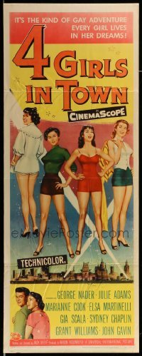 4c265 4 GIRLS IN TOWN insert '56 sexy Julie Adams, Marianne Cook, Elsa Martinelli & Gia Scala!