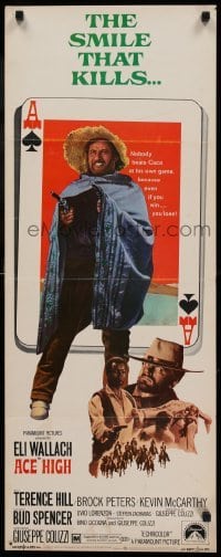4c279 ACE HIGH insert '69 Eli Wallach, Terence Hill, spaghetti western, cool ace of spades design!