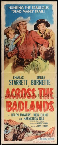 4c280 ACROSS THE BADLANDS insert '50 Charles Starrett as the Durango Kid & Smiley Burnette!