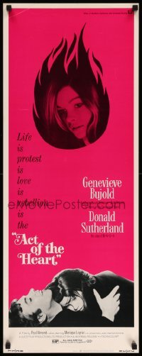 4c282 ACT OF THE HEART insert '71 Genevieve Bujold, Donald Sutherland, I am different!