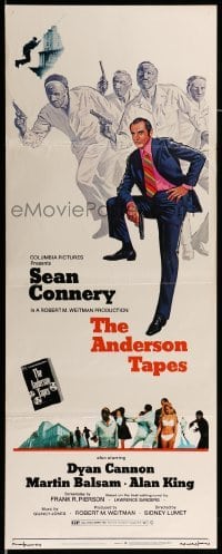 4c301 ANDERSON TAPES insert '71 art of Sean Connery & gang of masked robbers, Sidney Lumet