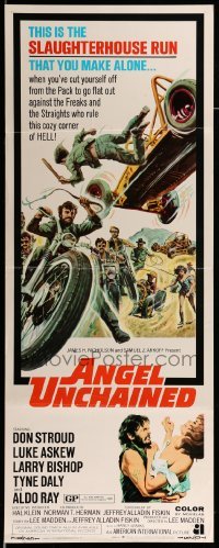 4c305 ANGEL UNCHAINED insert '70 AIP, bikers & hippies, this is the hell run that you make alone!