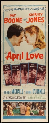 4c308 APRIL LOVE insert '57 romantic art of Pat Boone & sexy Shirley Jones!