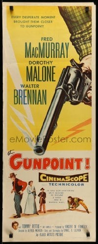 4c319 AT GUNPOINT insert '55 Fred MacMurray, cool huge artwork image of smoking gun by Besser!