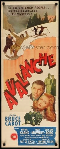 4c323 AVALANCHE insert '46 Bruce Cabot, 13 frightened people, ski trails ablaze with mystery!