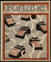 4d747 FORTUNE magazine February 1933 cool cover art of adding machines by F.V. Carpenter!