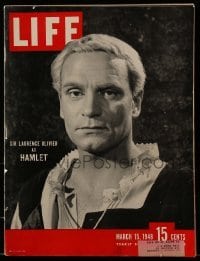 4d760 LIFE MAGAZINE magazine March 15, 1948 great portrait of Laurence Olivier as Hamlet!