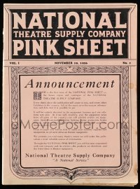 4d209 NATIONAL THEATRE SUPPLY COMPANY PINK SHEET catalog '26 projectors, lobby displays & more!