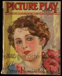 4d834 PICTURE PLAY magazine December 1927 great cover art of Billie Dove by Modest Stein!