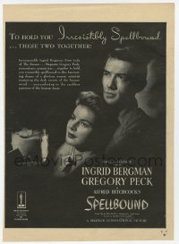 4d202 SPELLBOUND magazine ad '54 Alfred Hitchcock, Ingrid Bergman & Gregory Peck together!