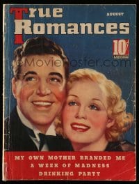 4d875 TRUE ROMANCES magazine August 1936 art of Gloria Stuart & Michael Whalen by Georgia Warren!