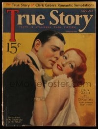 4d876 TRUE STORY magazine August 1933 wonderful romantic c/u of Clark Gable & Joan Crawford!