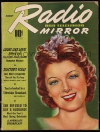 4d879 TV RADIO MIRROR magazine August 1939 great art of beautiful Myrna Loy by Carlo Garrone!