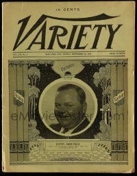 4d880 VARIETY magazine September 26, 1919 great cover portrait of Fatty Arbuckle!