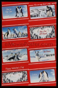 4d158 HAPPY FEET 11x17 uncut Valentine's Day cards '07 George Miller CGI penguin adventure cartoon!