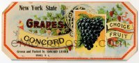 4d131 NEW YORK STATE CONCORD GRAPES produce crate label '10s grown & packed in Tivoli, New York!