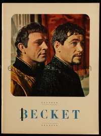 4d584 BECKET souvenir program book '64 Richard Burton, Peter O'Toole, John Gielgud, great images!