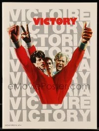 4d724 VICTORY souvenir program book '81 John Huston, Jarvis art of Stallone, Caine & Pele, soccer!