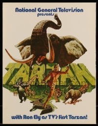 4d457 TARZAN TV promo brochure '66 Ron Ely as TV's first Tarzan, great artwork!