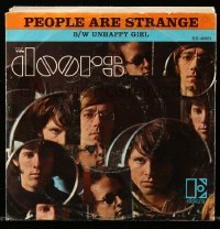 4d212 DOORS 45RPM record '67 Jim Morrison, their hit single People Are Strange with Unhappy Girl