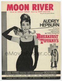 4d264 BREAKFAST AT TIFFANY'S sheet music '61 classic art of elegant Audrey Hepburn, Moon River!