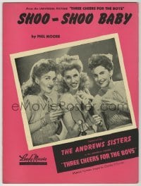 4d273 FOLLOW THE BOYS sheet music '44 Shoo-Shoo Baby featured by The Andrews Sisters!