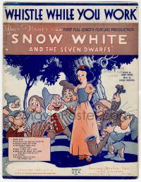 4d293 SNOW WHITE & THE SEVEN DWARFS sheet music '37 Disney cartoon classic, Whistle While You Work