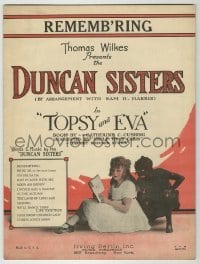 4d299 TOPSY & EVA sheet music '27 Duncan Sisters as famous Stowe characters, Rememb'ring!