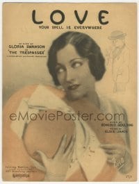 4d300 TRESPASSER sheet music '29 pretty Gloria Swanson with hat, Love, Your Spell is Everywhere!