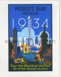 4d223 CENTURY OF PROGRESS 9x11 special cloth poster 2000s tour the Chicago World's Fair!