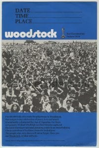 4d235 WOODSTOCK 9x13 special college poster '70 huge crowd at the classic rock & roll concert!
