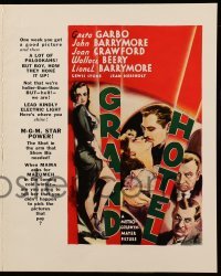 4d360 GRAND HOTEL campaign book pages '32 Greta Garbo, John Barrymore, Joan Crawford