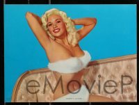 4d195 JAYNE MANSFIELD 3 calendar sample pages '50s half-naked in sexy fuzzy bikini & robe!