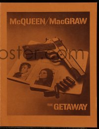 4d429 GETAWAY 4pg promo brochure '72 Steve McQueen, Ali McGraw, Sam Peckinpah, gun & passports!
