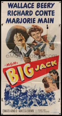 4f606 BIG JACK 3sh '49 artwork of Wallace Beery & Marjorie Main with two guns each + Richard Conte