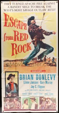 4f689 ESCAPE FROM RED ROCK 3sh '57 Brian Donlevy, they turned Apache fire against a bandit siege!