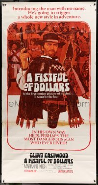 4f702 FISTFUL OF DOLLARS 3sh '67 introducing the man with no name, Clint Eastwood, cool art!