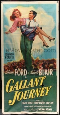 4f714 GALLANT JOURNEY 3sh '46 great art of Glenn Ford carrying sexy Janet Blair, William Wellman!