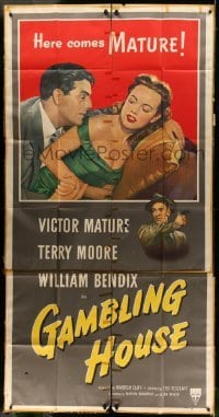 4f715 GAMBLING HOUSE 3sh '51 Zamparelli art of Victor Mature lusting after sexy Terry Moore!