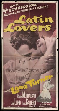 4f775 LATIN LOVERS 3sh '53 best huge kiss close up of Lana Turner & Ricardo Montalban!