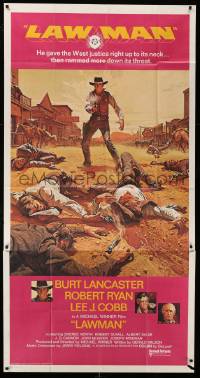 4f777 LAWMAN int'l 3sh '71 McCarthy art of cowboy Burt Lancaster, directed by Michael Winner!