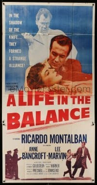 4f780 LIFE IN THE BALANCE 3sh '55 early Ricardo Montalban, Anne Bancroft, Lee Marvin!