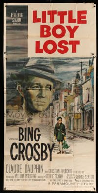 4f784 LITTLE BOY LOST 3sh '53 Ercole Brini art of Bing Crosby looming over WWII orphan on street!