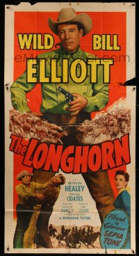 4f789 LONGHORN 3sh '51 huge full-length image of Wild Bill Elliott with gun, Phyllis Coates